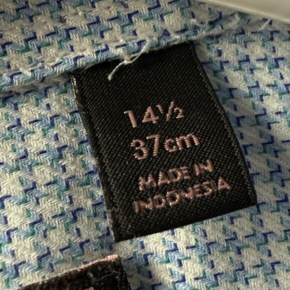 Thomas Pink Super Slim 14.5 Check Cotton Blue Shirt Long Sleeve Mens Button Up - Picture 13 of 16